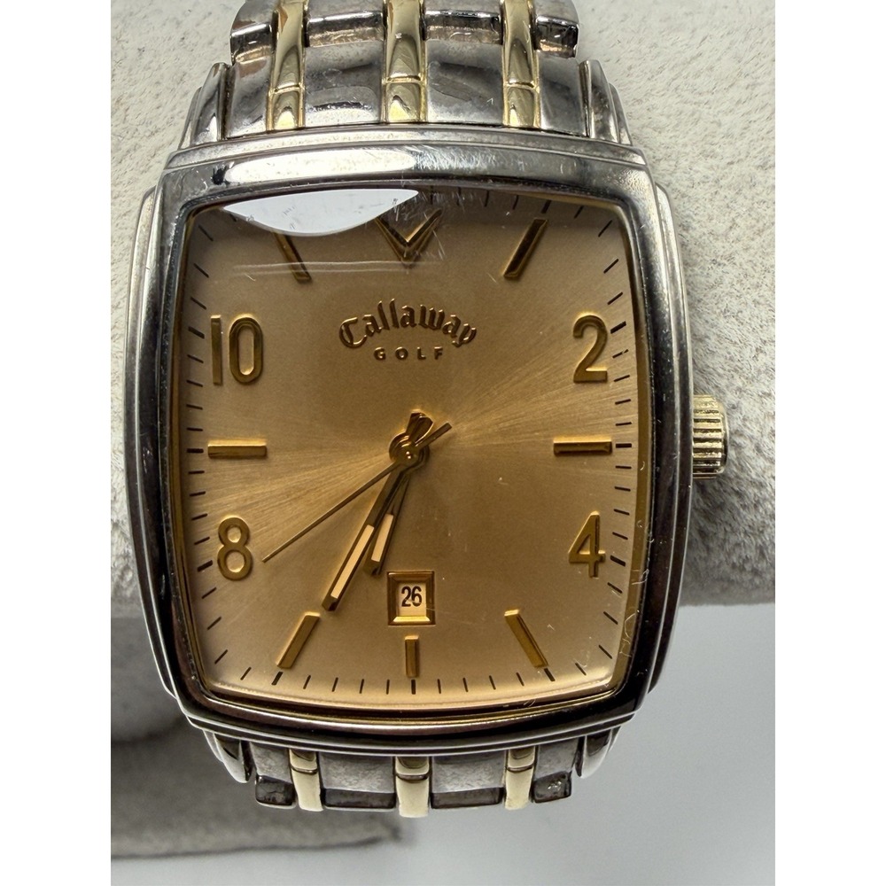 Callaway FMDCY106 New Battery Mens Golf Watch Warbird 35MM 7.5" Silver Tone